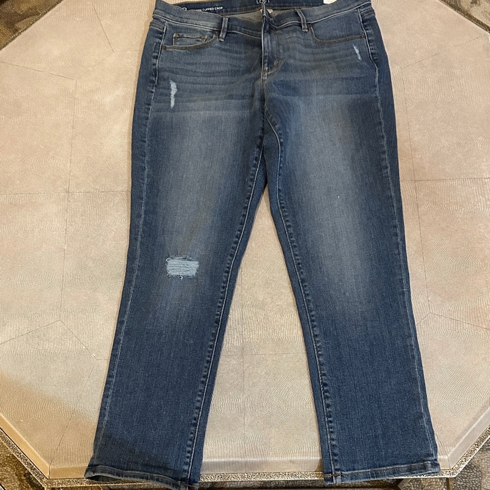 LOFT Distressed Blue crop Jeans